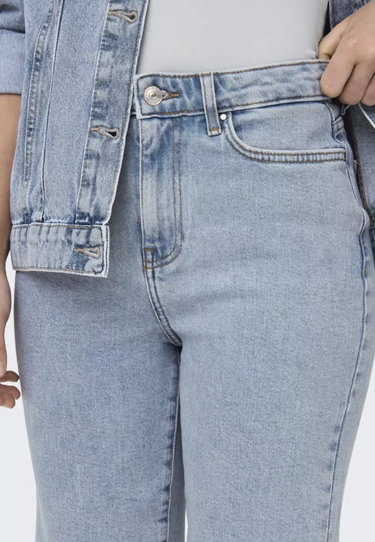 High Waist Long Denim Shorts