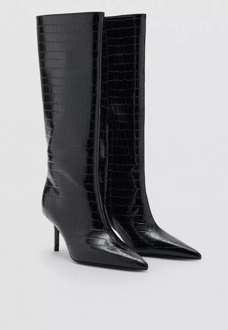 Croc-Effect Boots