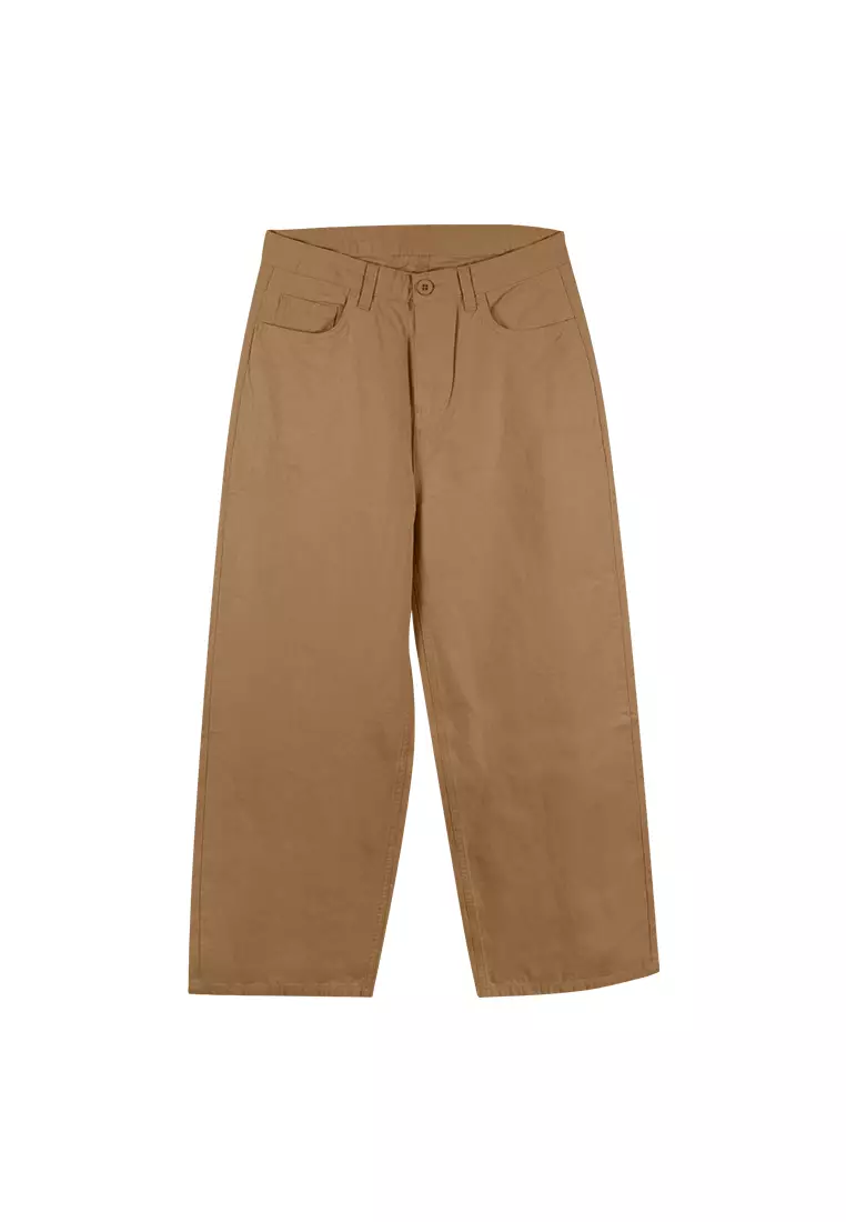 Ladies' Mid Waist Trouser Pants - Brown