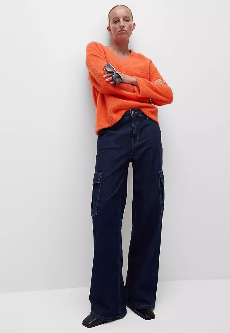 Textured V-Neck Sweatshirt