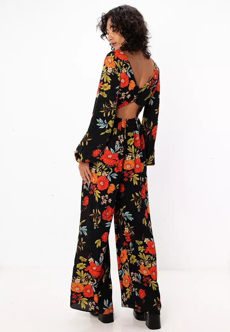 鈕扣長袖連身衣