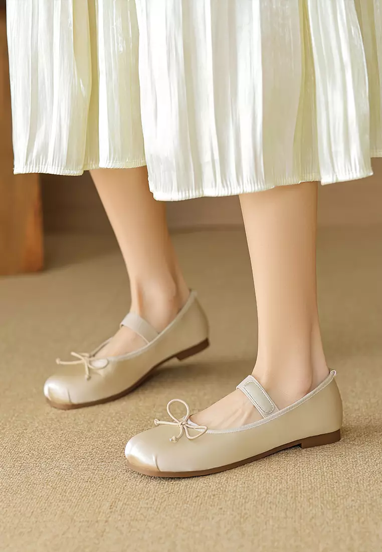 蝴蝶結圓頭搭帶芭蕾平底鞋 WW222-1