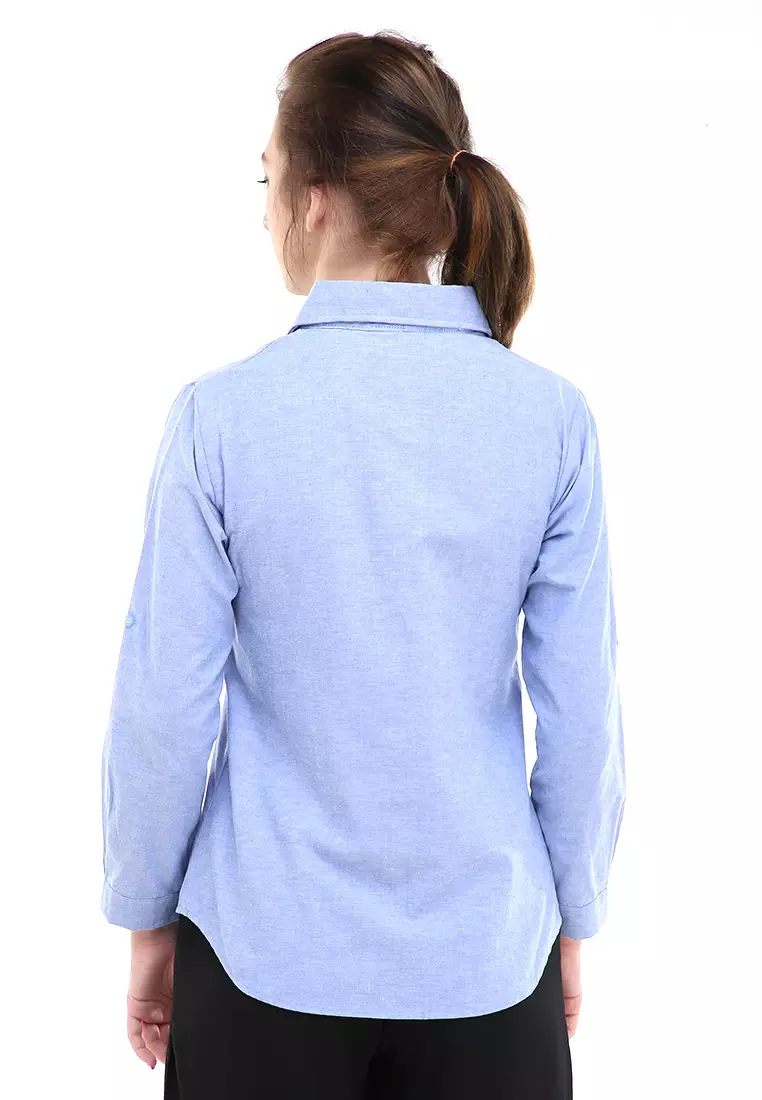 Jeanly Kemeja Lengan Panjang Motif Solid Atasan Wanita Regular Fit - Lilac