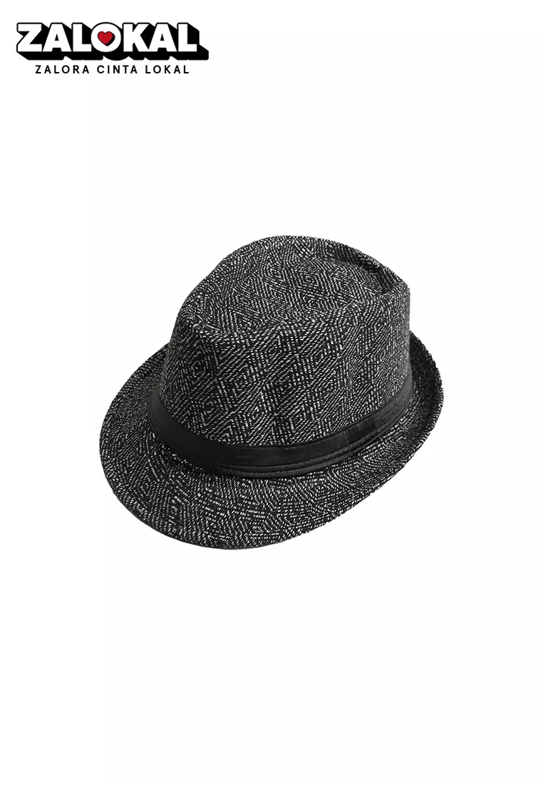 Topi Fedora Hat  FEDORA DUSTY LINEN BLACK