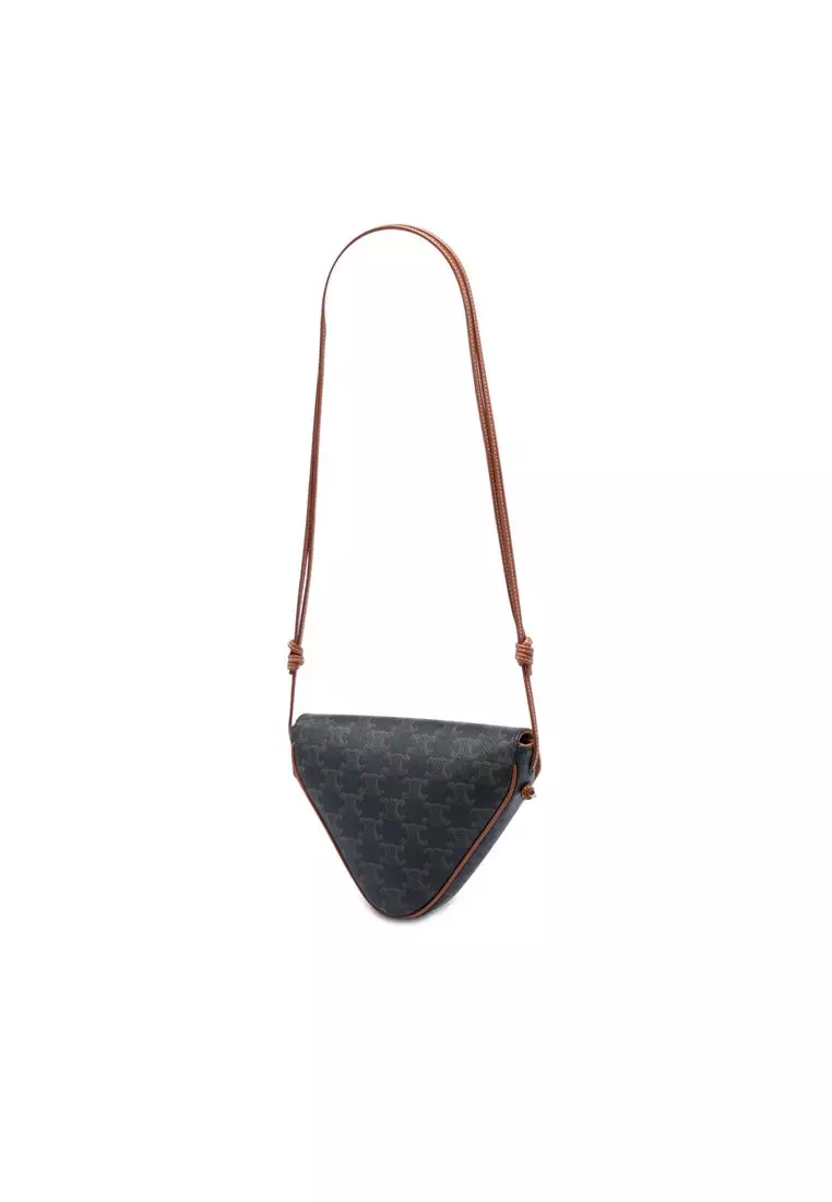 Pre-Loved Celine Triomphe Coated Canvas Logo Triangle Crossbody