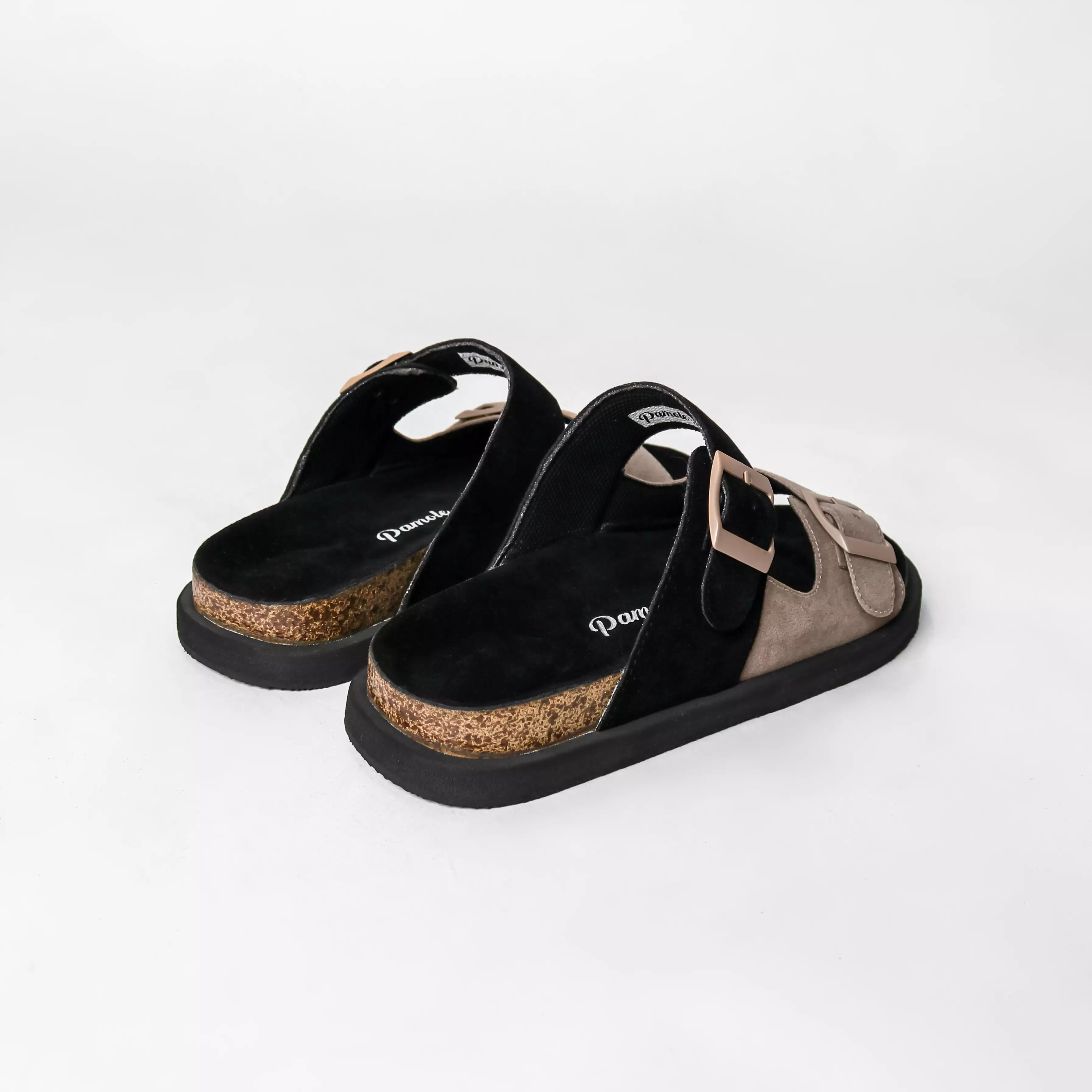 Pamole - Sandal Wanita Kekinian Sendal Wanita Sandal Flat Wanita - Izara Series - Hitam Cream