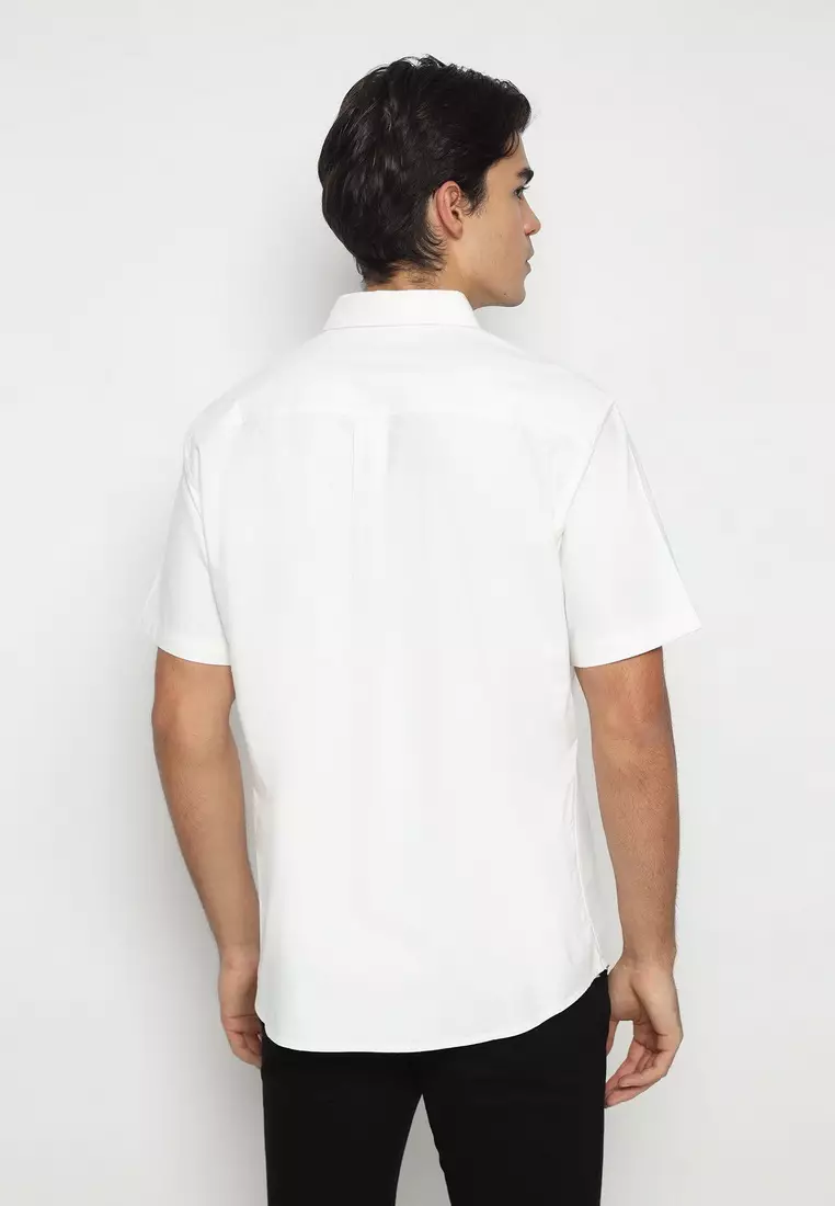POLICE Kemeja Polos Cotton Putih Regular Fit Pria