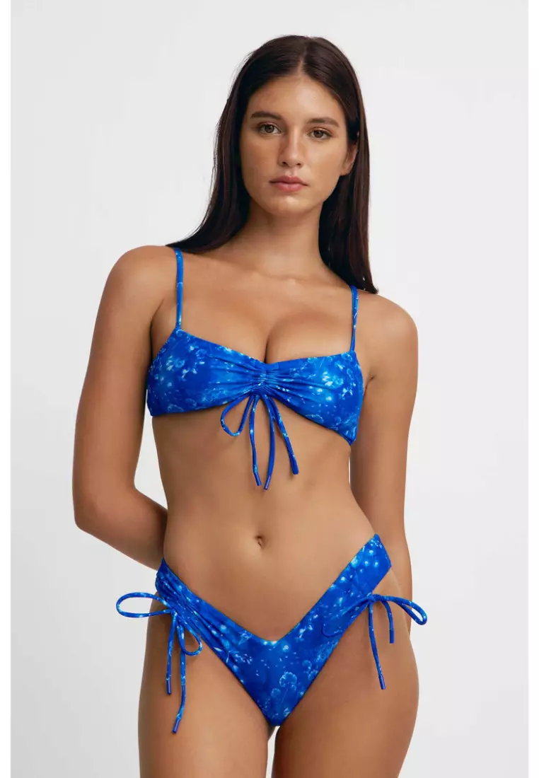 Sophia Scrunched Bikini Top / Cyanotype