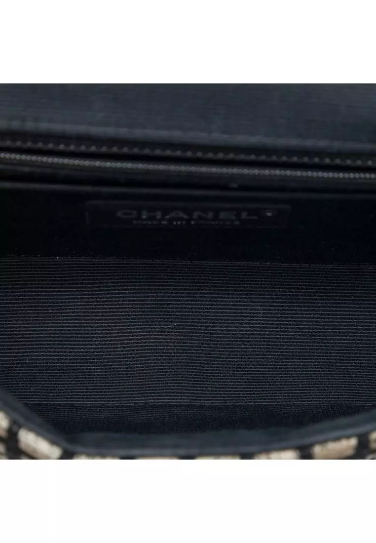 Pre-Loved Chanel Mini Rectangular Tweed  And Ribbon Logo Single Flap