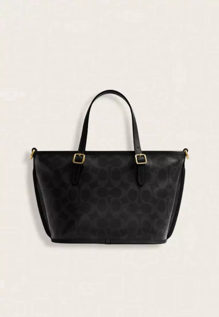 Coach Taxi Tote Bag 21 In Signature Canvas Black