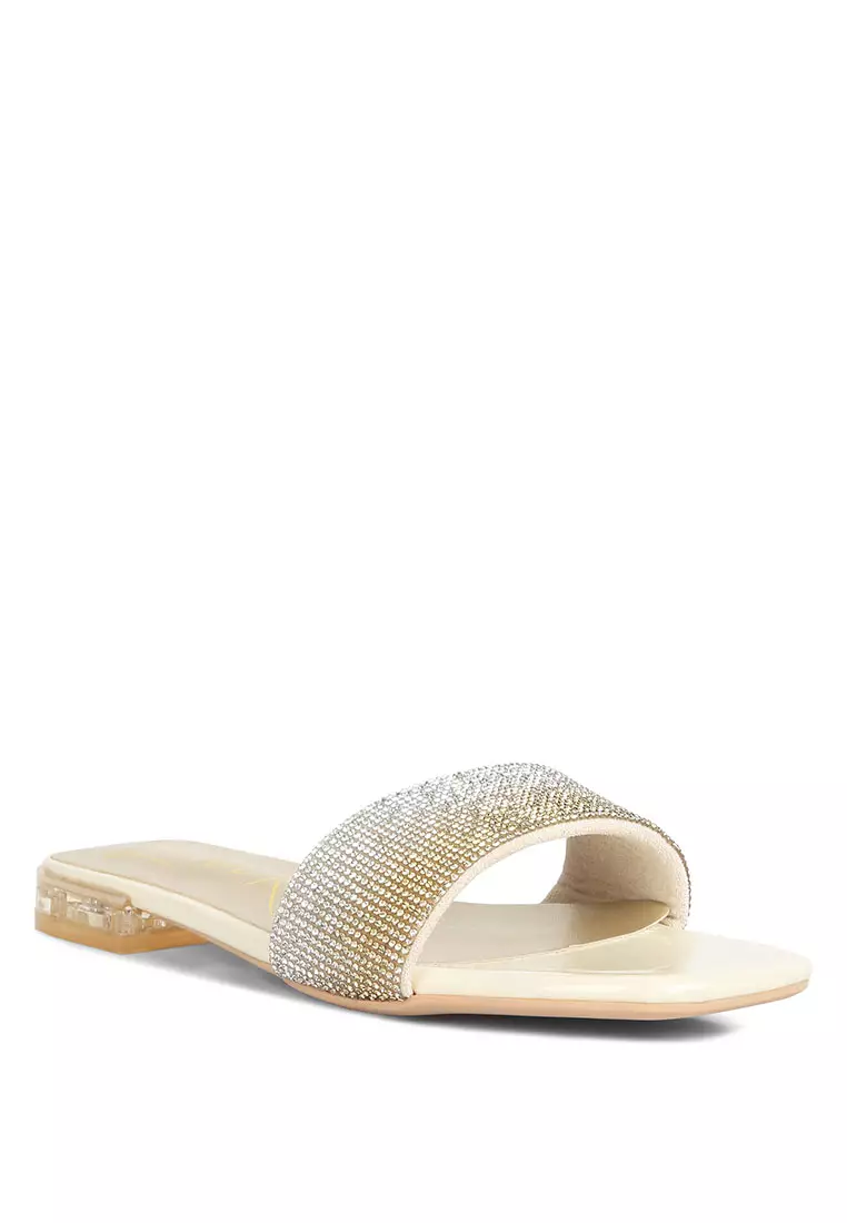 Jeweled slip store on sandals