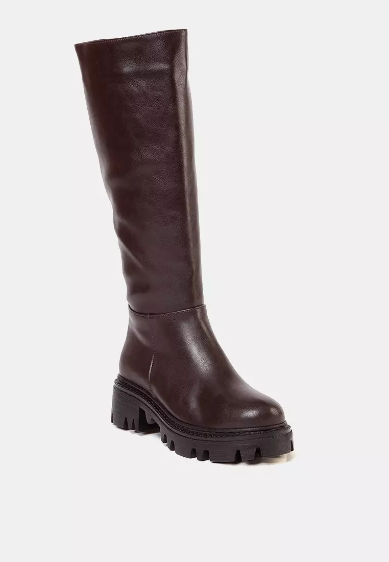 Dark Brown Thick Soled Women's Zippered Boots Takaw25Cz00005