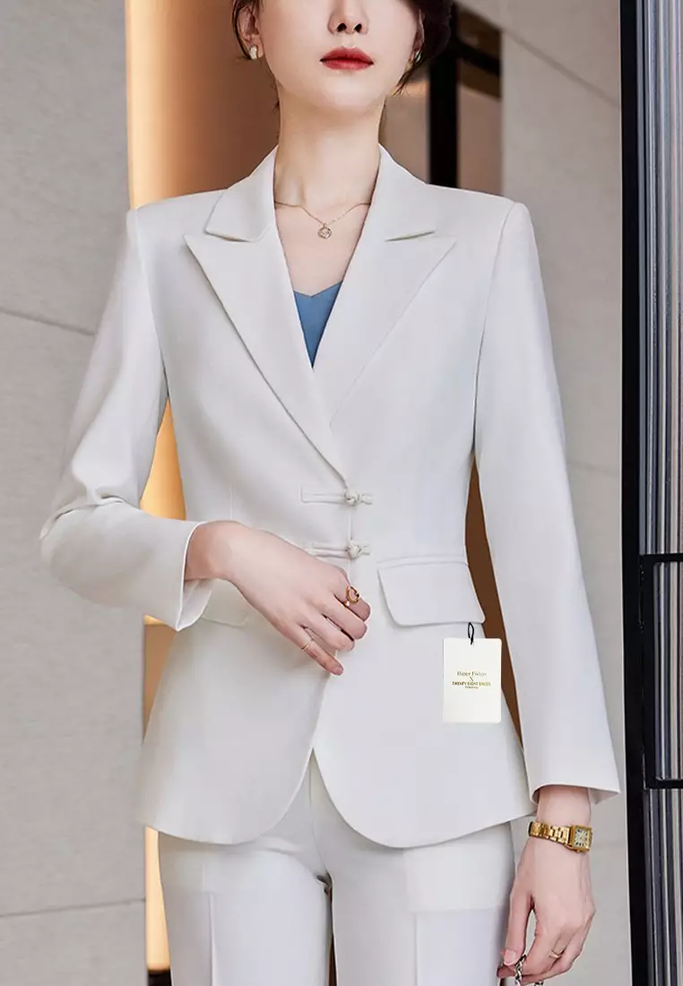 White long clearance suit jacket