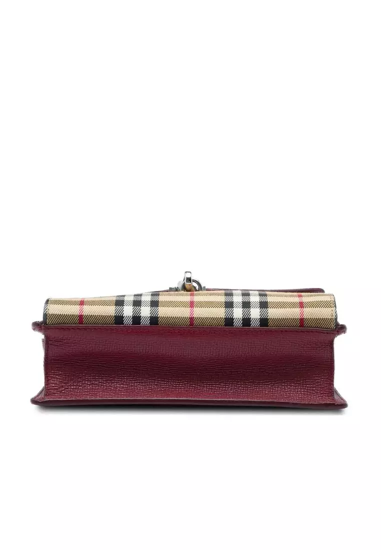 Pre-Loved Burberry Small Leather And House Check Canvas Derby Macken Crossbody