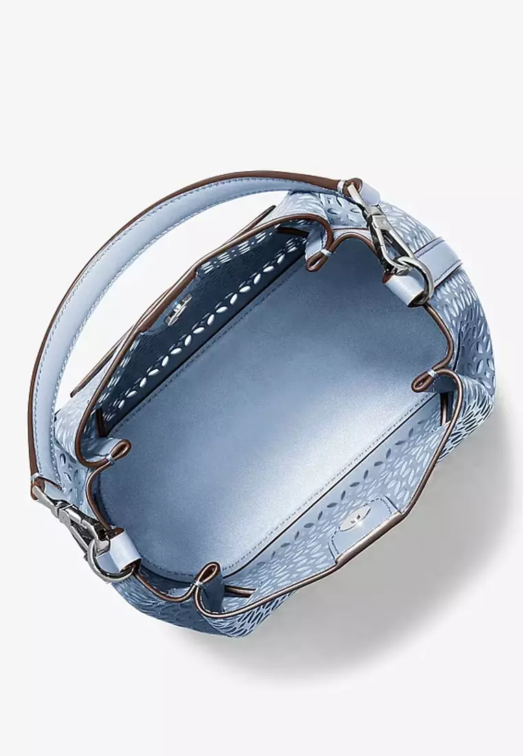 Carson Small Floral Laser Cut Bucket Crossbody Bag