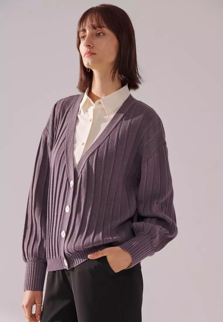 Gray Purple Cardigan