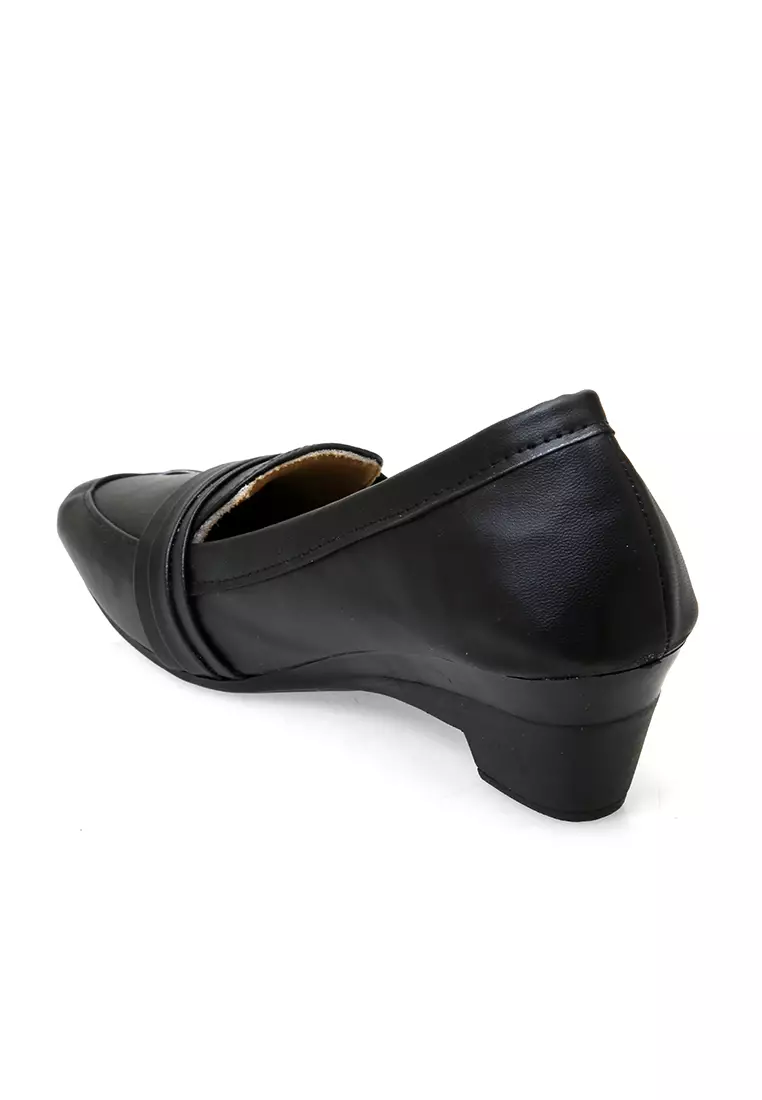 Wedges Tinggi Wanita Kerja Formal Casual - Hitam