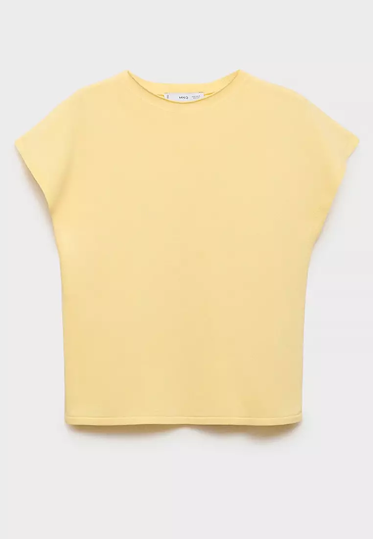 Short-Sleeved Fine-Knit Sweater