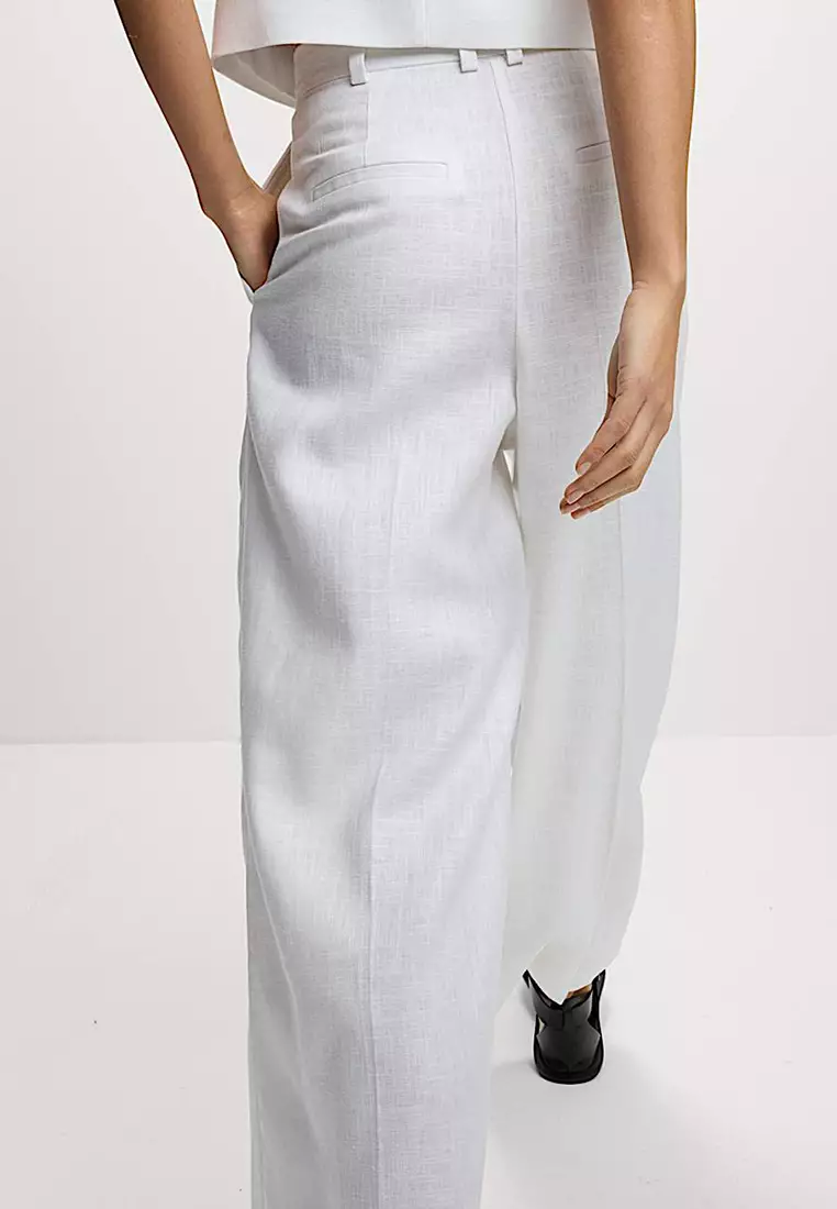 Linen Rich Twill Wide Leg Trousers