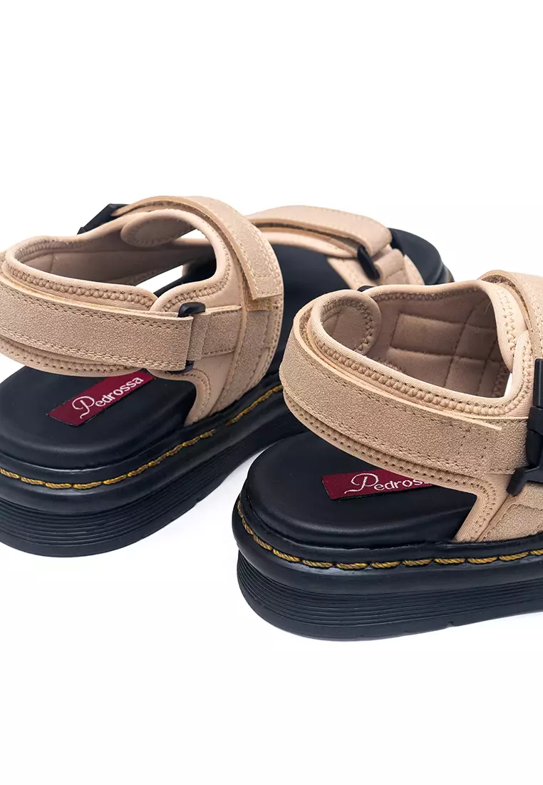 Marion Platform Flat Sandals in Beige