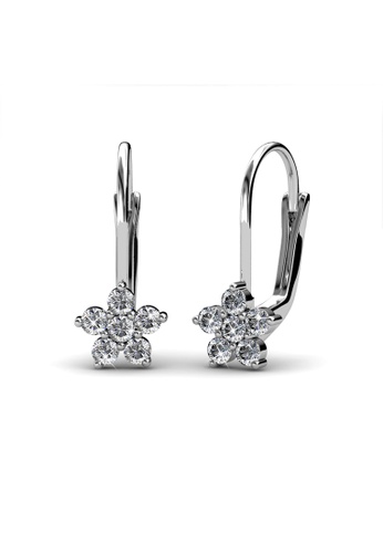 Her Jewellery silver Flower Clip Earrings -  Made with premium grade crystals from Austria HE210AC62HGVSG_1