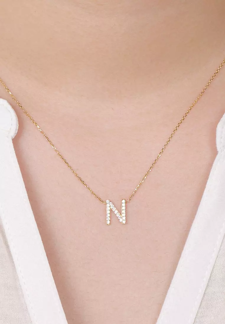  Letter Necklace 14k Gold - N