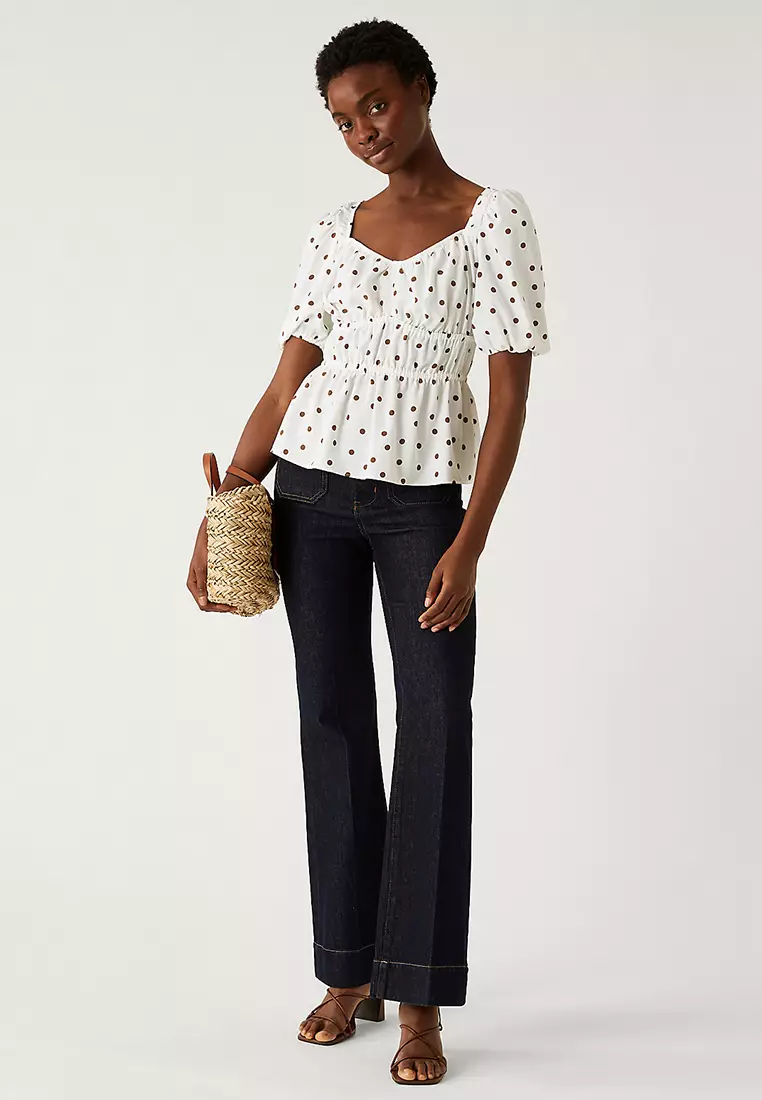 Polka Dot Waisted Blouse