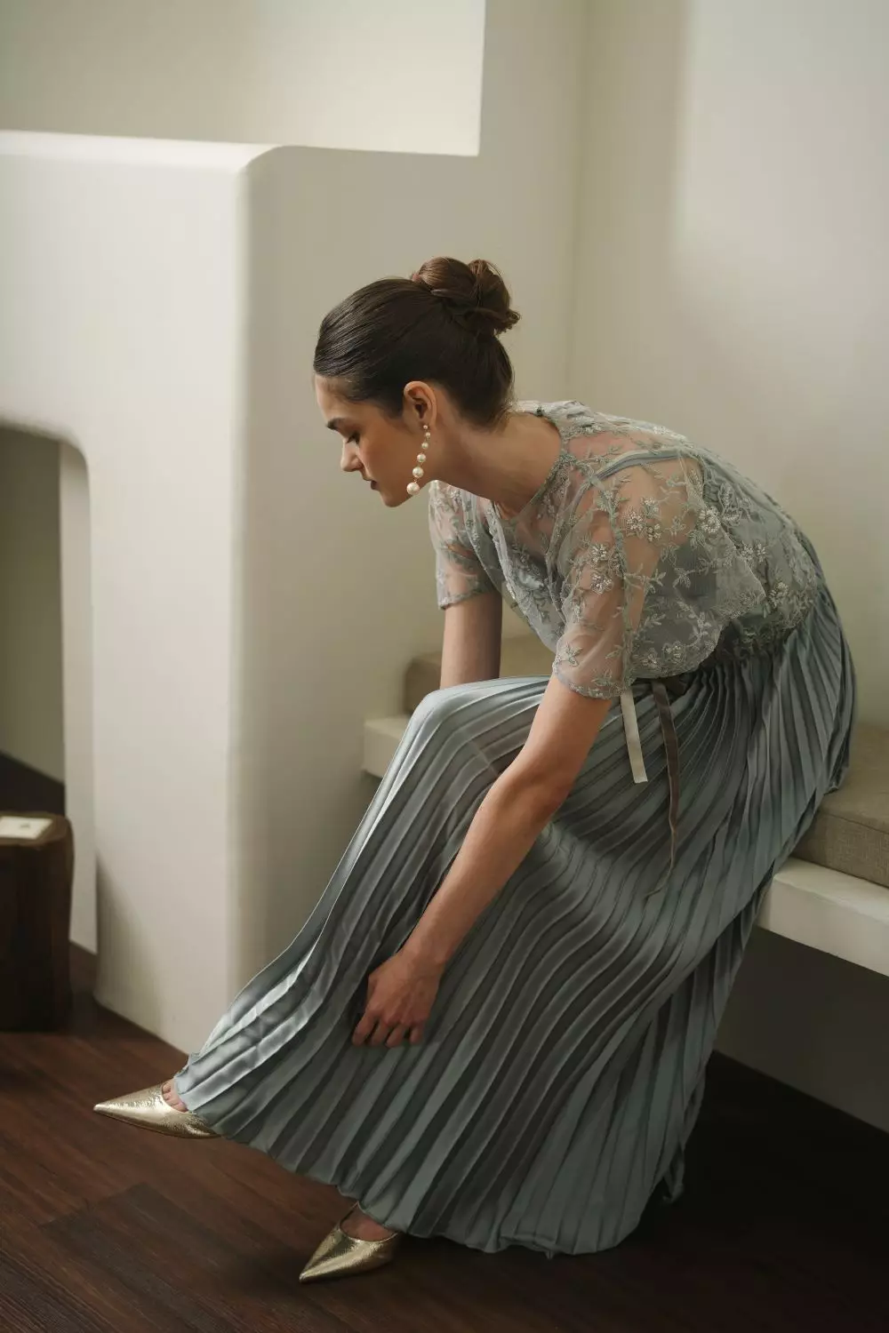 Vera Dress in Greyish Green