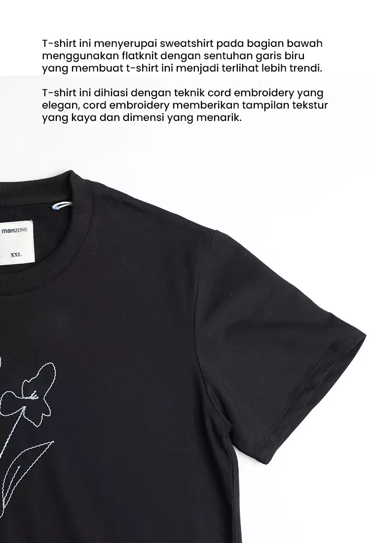 MANZONE - Kaos Lengan Pendek Pria Calix Sweatshirt - Black Colour Black