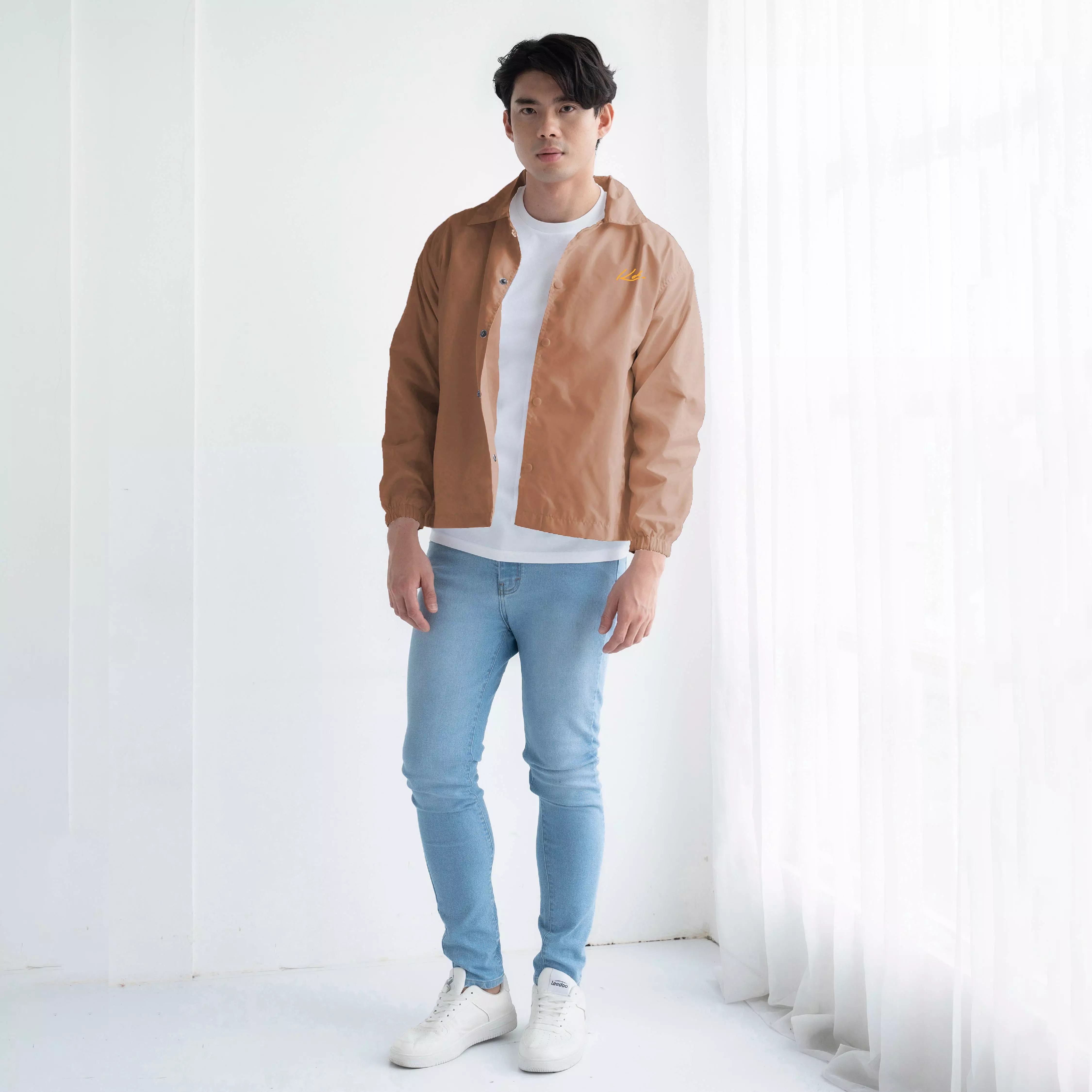 Kale Coach Milky Brown / Jaket Parasut Pria / Coach Jacket Fit Logo