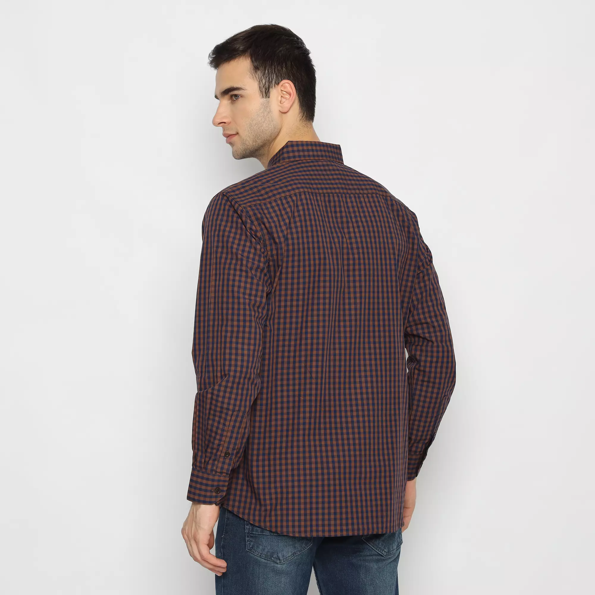 Platini Kemeja Pria Lengan Panjang Katun Coklat 76344