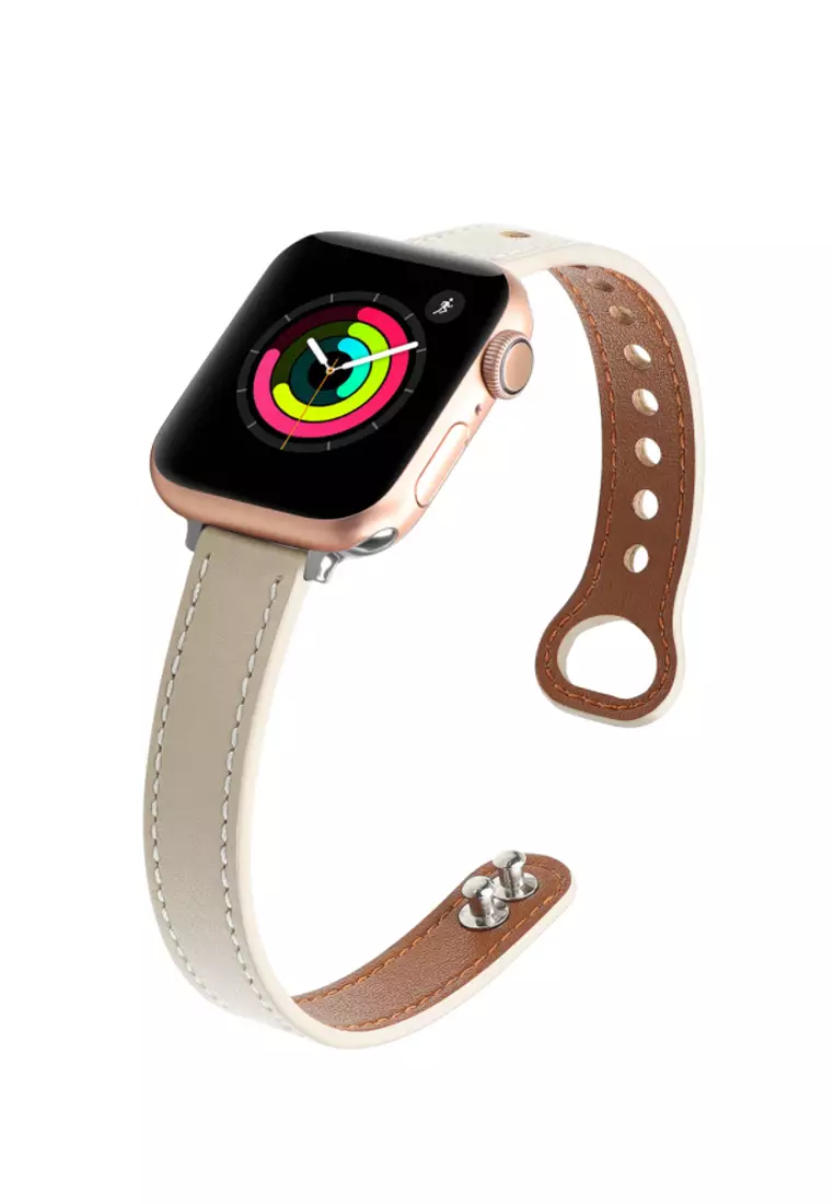 Buy Kings Collection Creamy White Genuine Leather Apple Watch Band