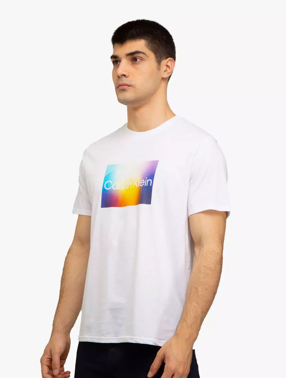 CALVIN KLEIN JEANS - RAINBOW FLARE BOXED LOGO TEE - white