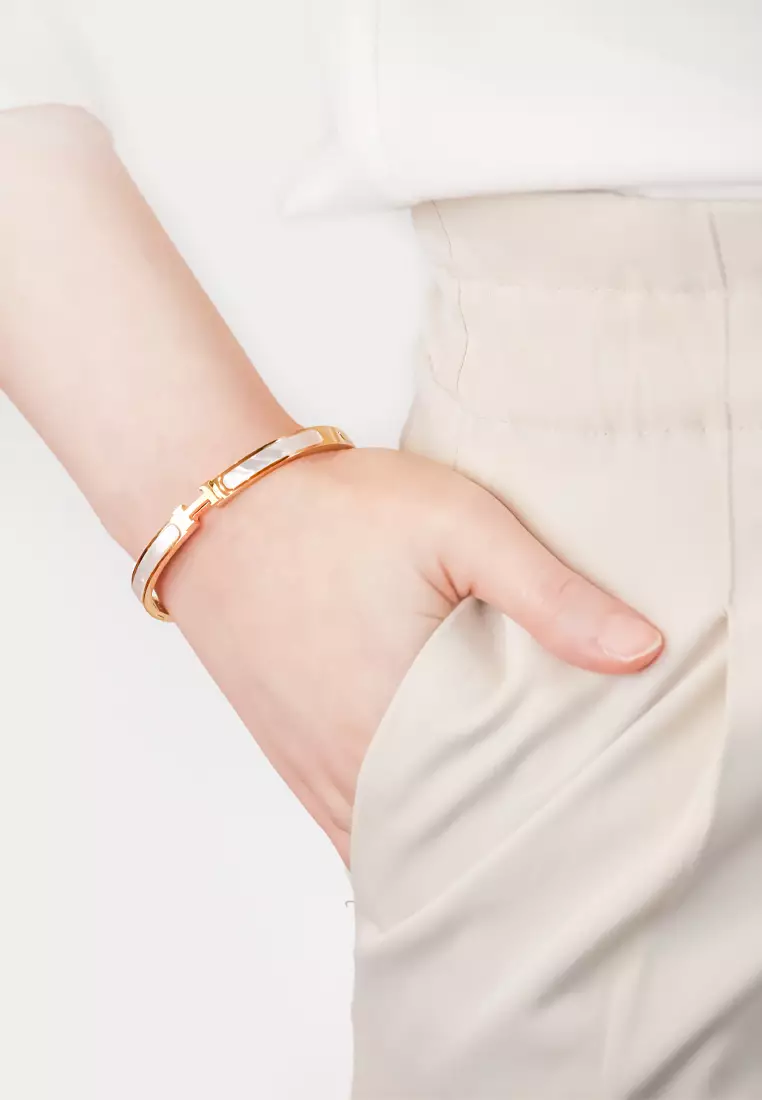 Caterina Mother of Pearl Bangle in Gold