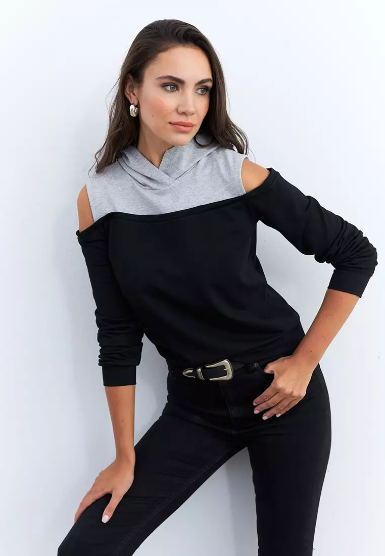 Combined Cold Shoulders Sweatshirt