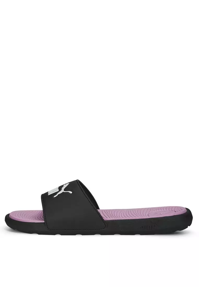 Pink and discount black puma slides