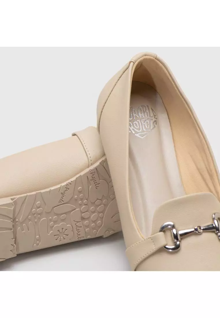 Charlota Chain Flat Shoes Cream