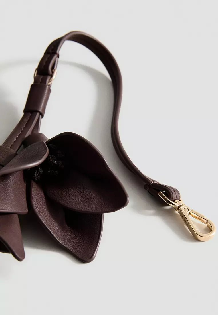 Leather-Effect Keychain With Flower