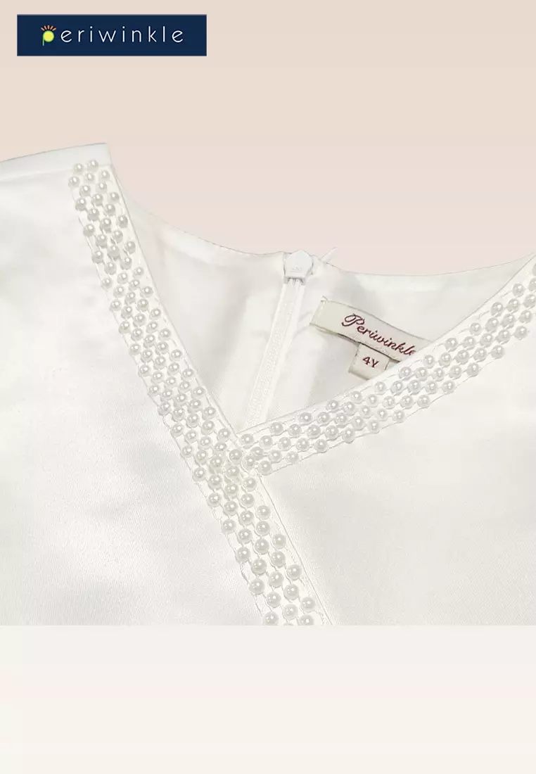 Bijoux Girls Pearl White Dress