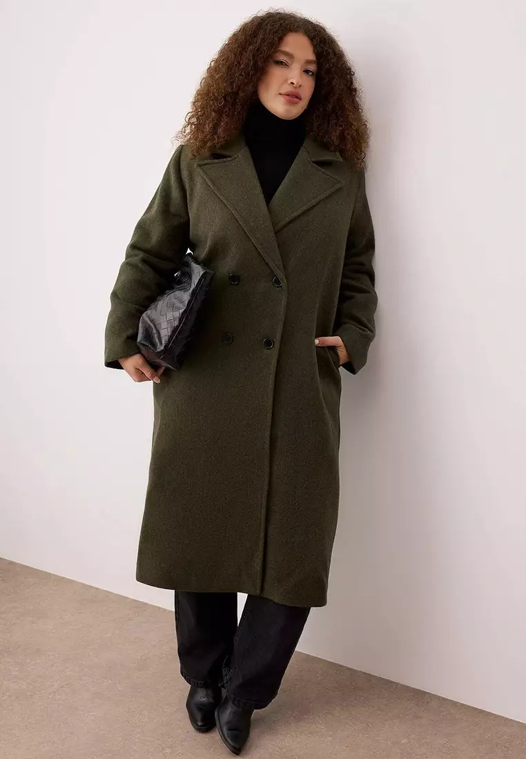 Khaki Oversize Large Size Coat Tbbaw23Kb00002