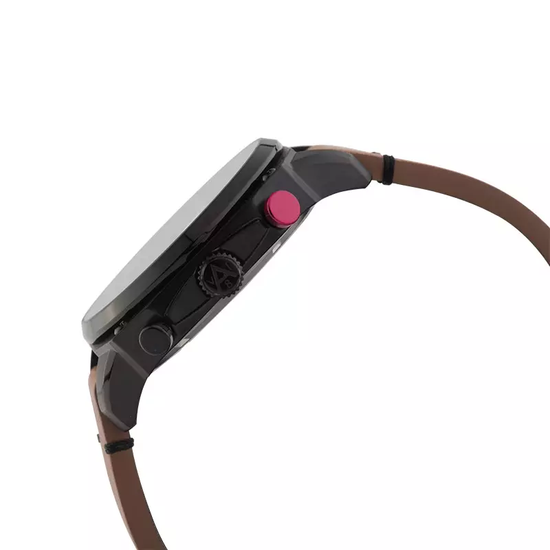 Jam Tangan Pria AVI-8 Hawker Hunter AV-4052-02 Retrograde Chronograph Black Dial Brown Leather Strap