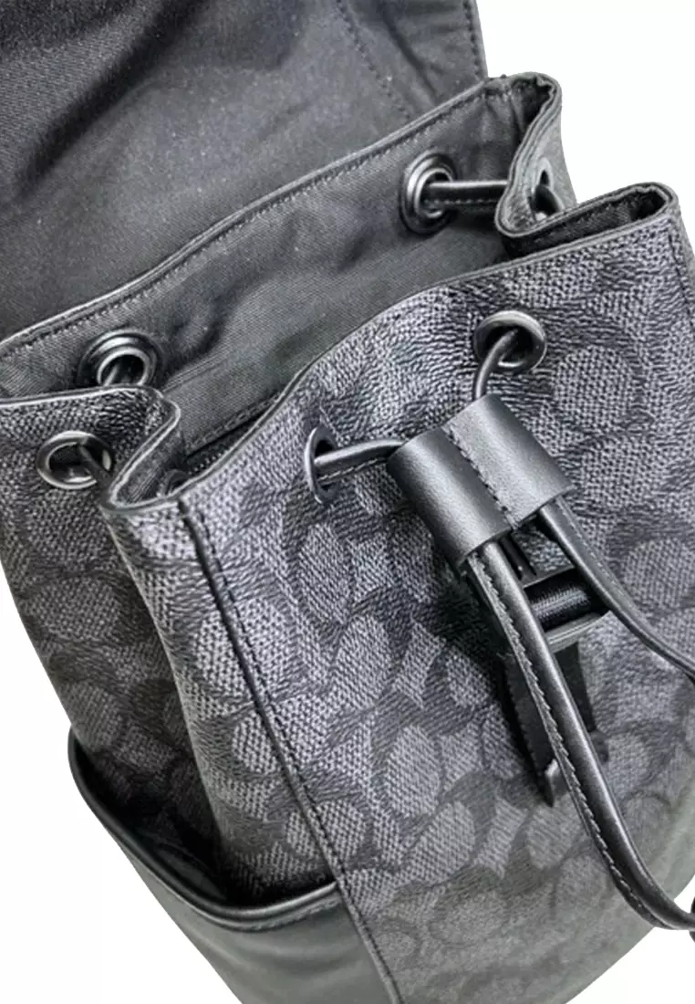 Racer Pack Bag In Signature in Charcoal/ Black CT712
