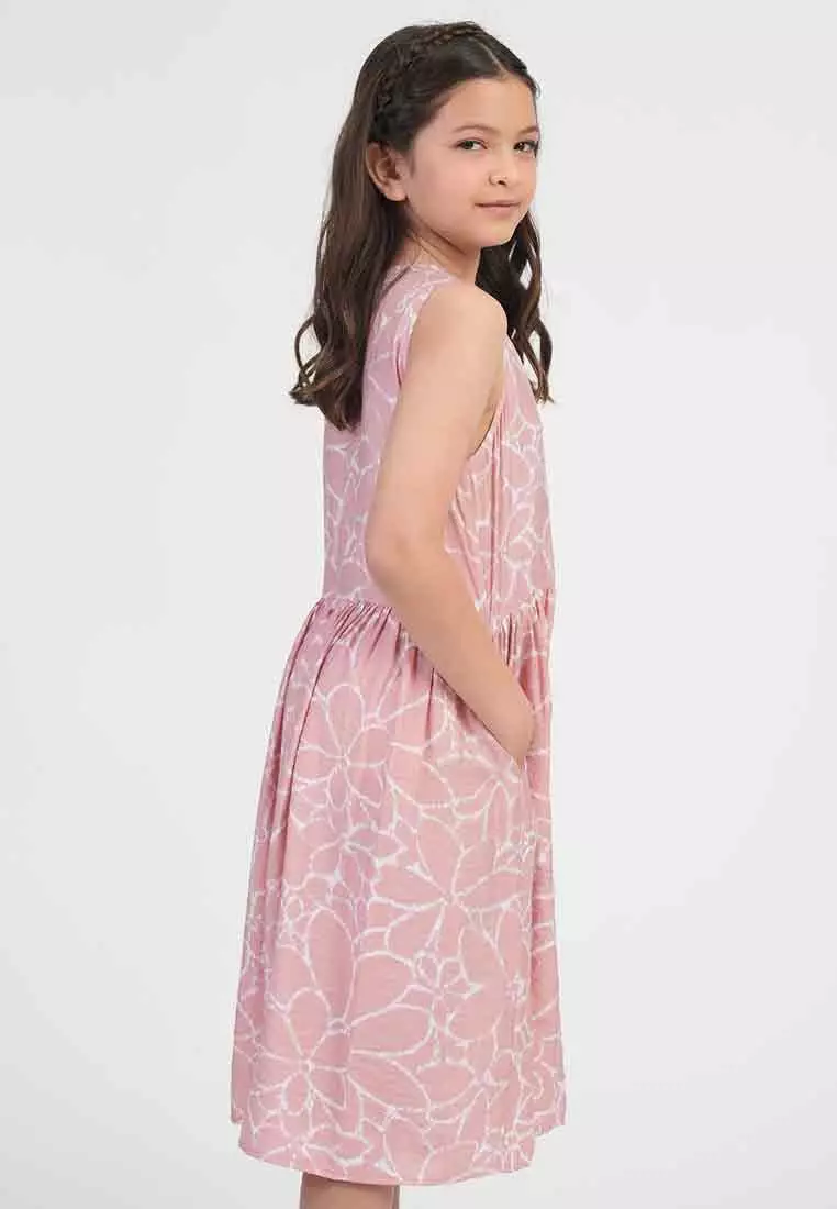  Treehouse Drea Floral Ikat Print Girl’s Dress