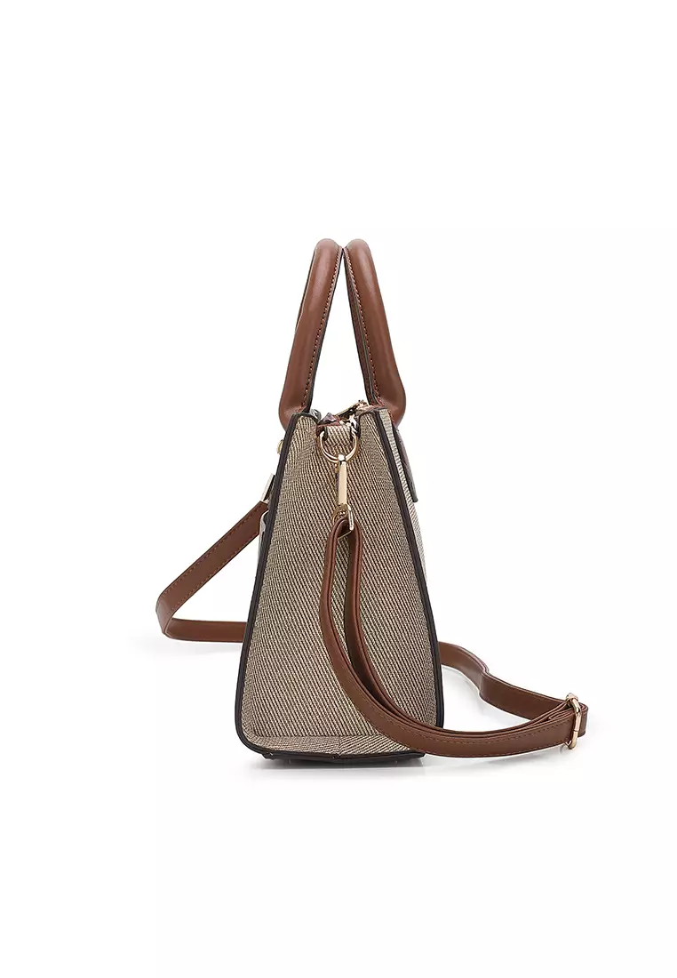 Women's Top Handle Bag / Sling Bag / Crossbody Bag / Shoulder Bag (Tas Tangan Wanita / Tas Selempang Wanita / Tas Bahu Wanita) - Krem