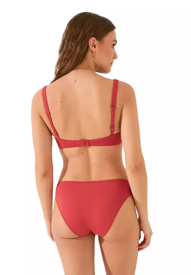 Orange Halter Crisscross Bikini Top