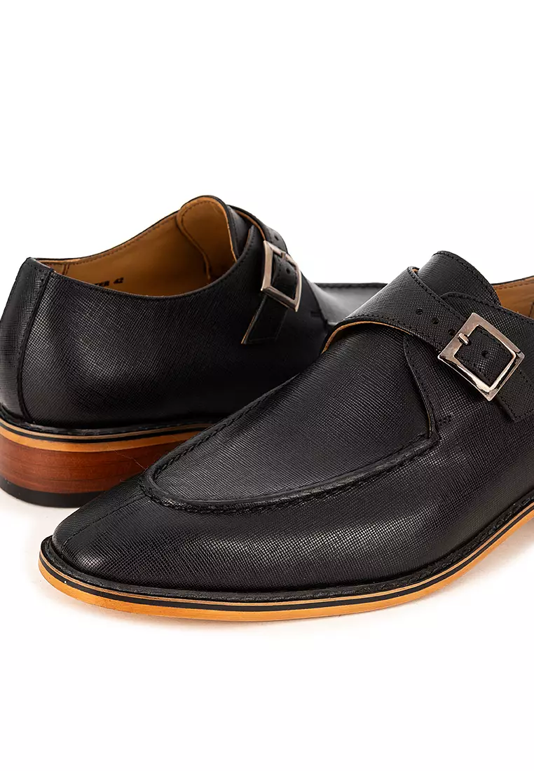 Foster Black Single Monk Strap Shoes