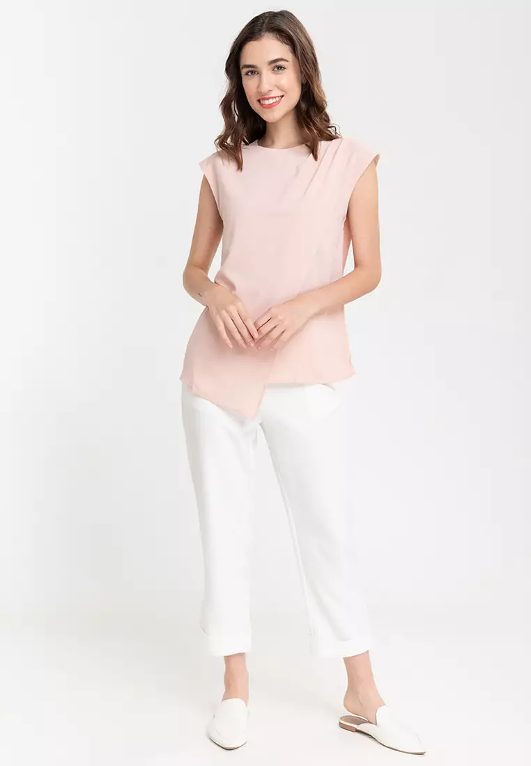 Cappy Overlap Top with Cap Sleeves