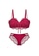 ZITIQUE red Women's Drawstring Lace Lingerie Set (Bra and Underwear) - Red 3E04DUSF65DEB7GS_1