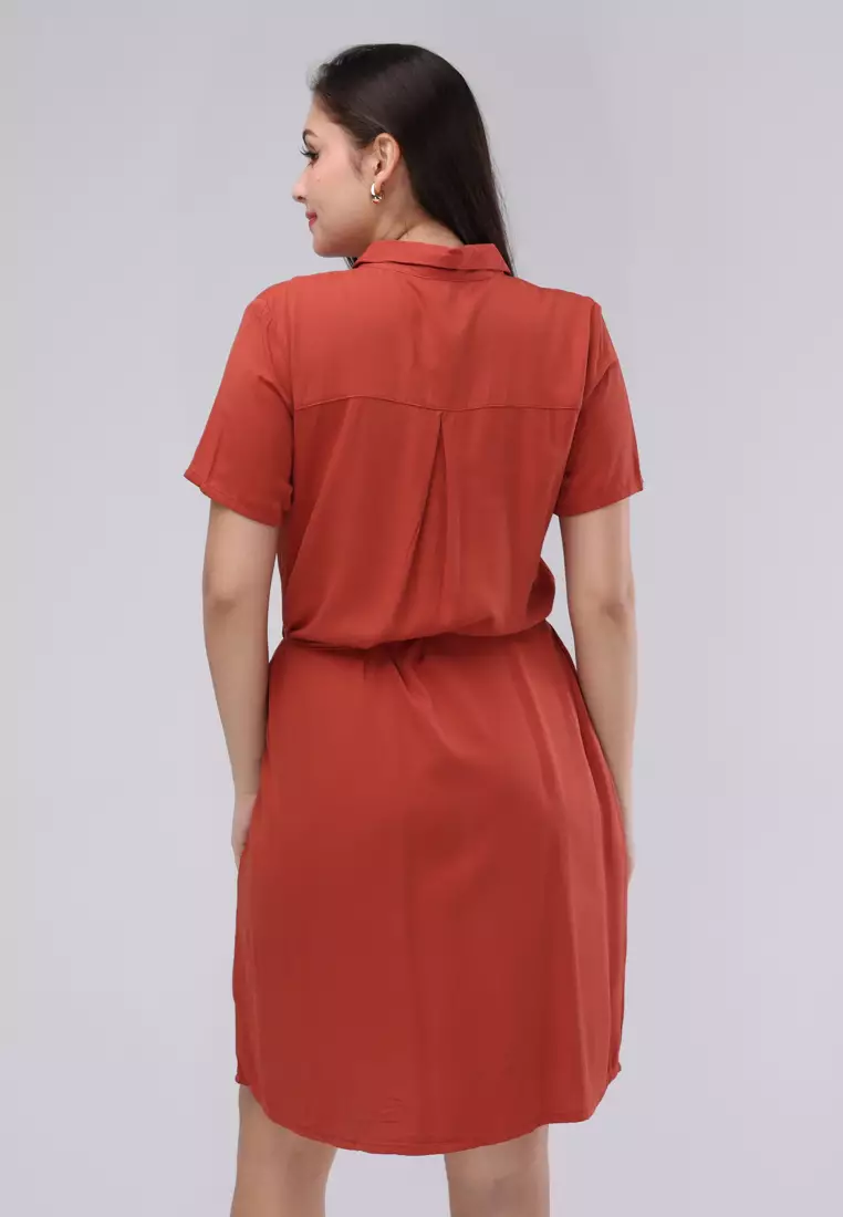 Single Twill Woven Short Sleeves Dress