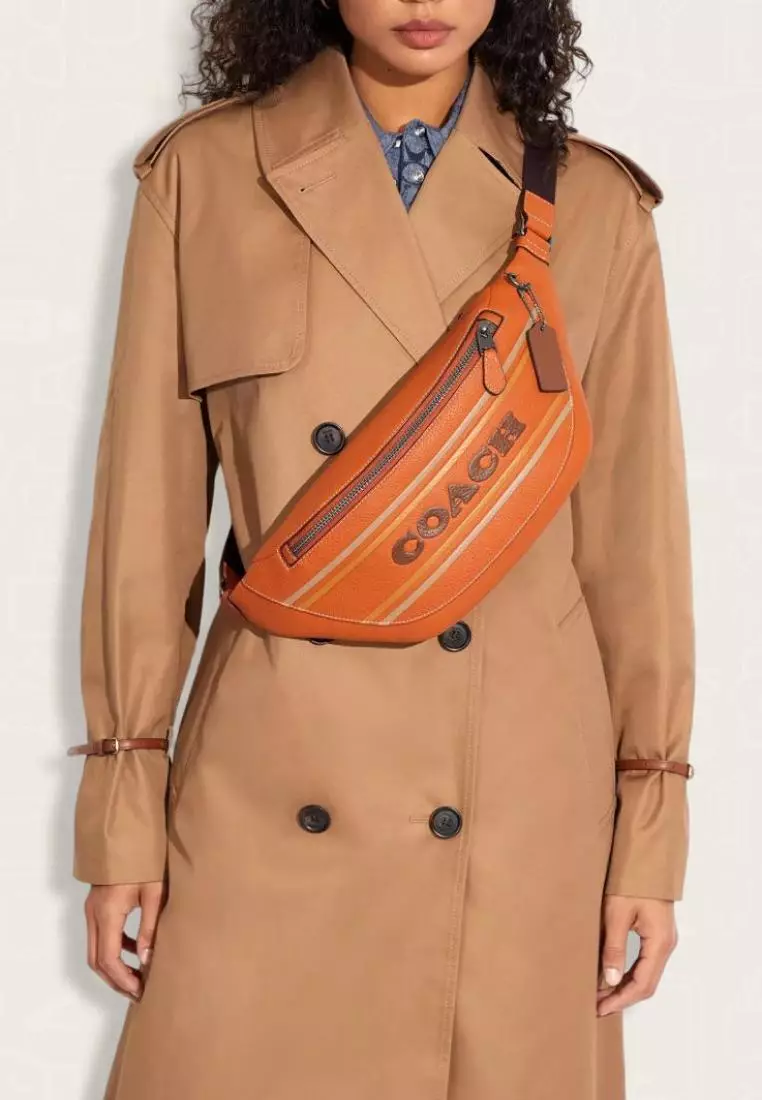 Coach Warren Belt Bag With Coach Stripe Canyon Multi